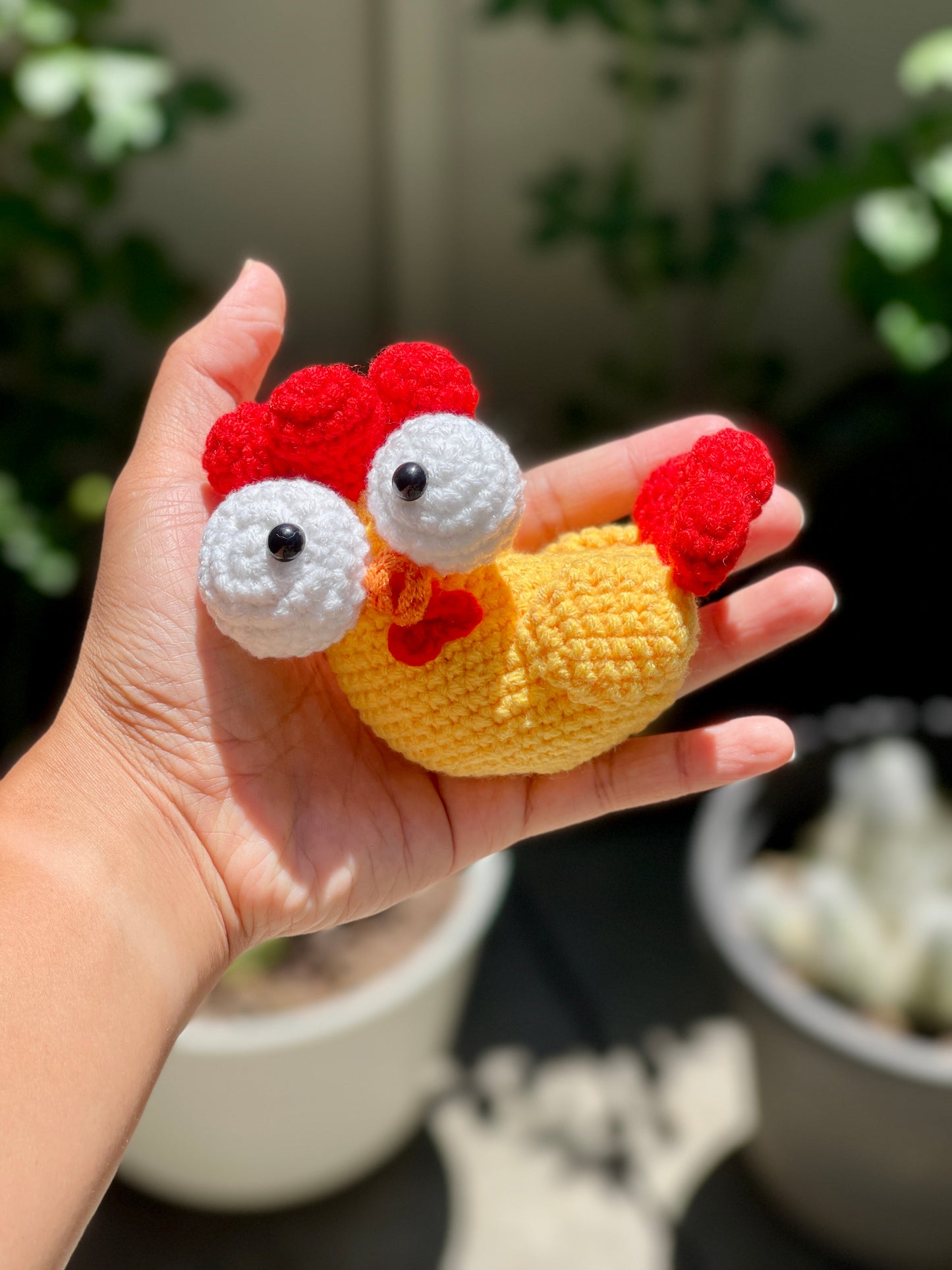 Surprised Chicken Crochet Keychain