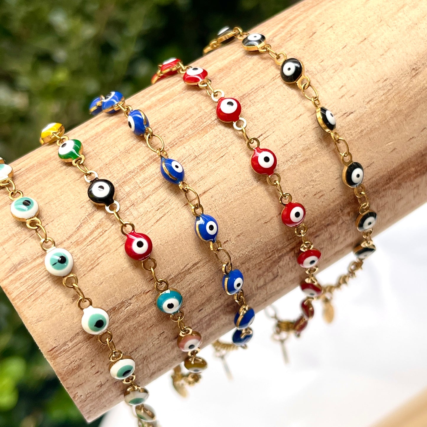 Evil Eye 4 mm Gold Chain Bracelet