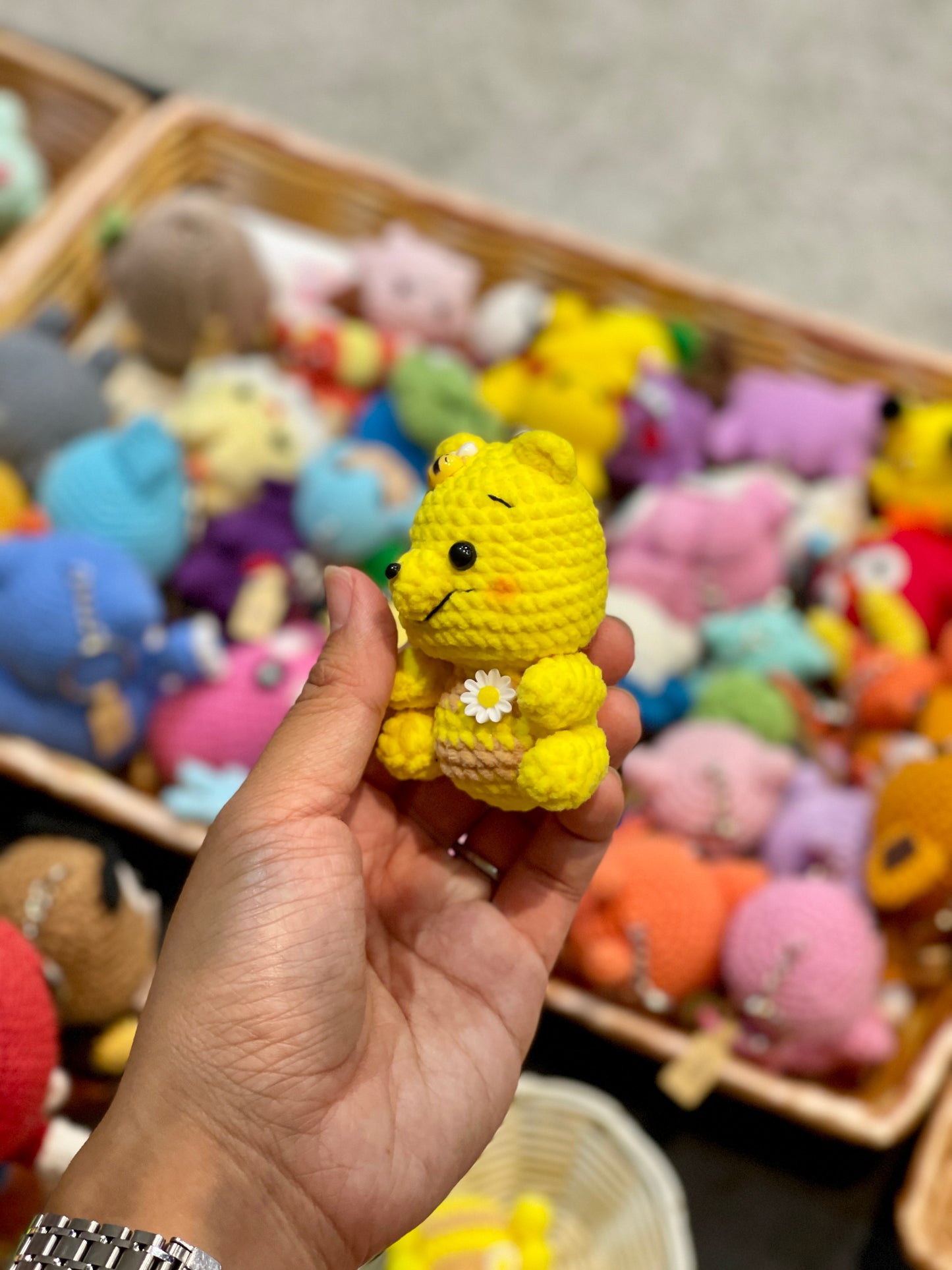 Pooh in Honey Jar Crochet Keychain