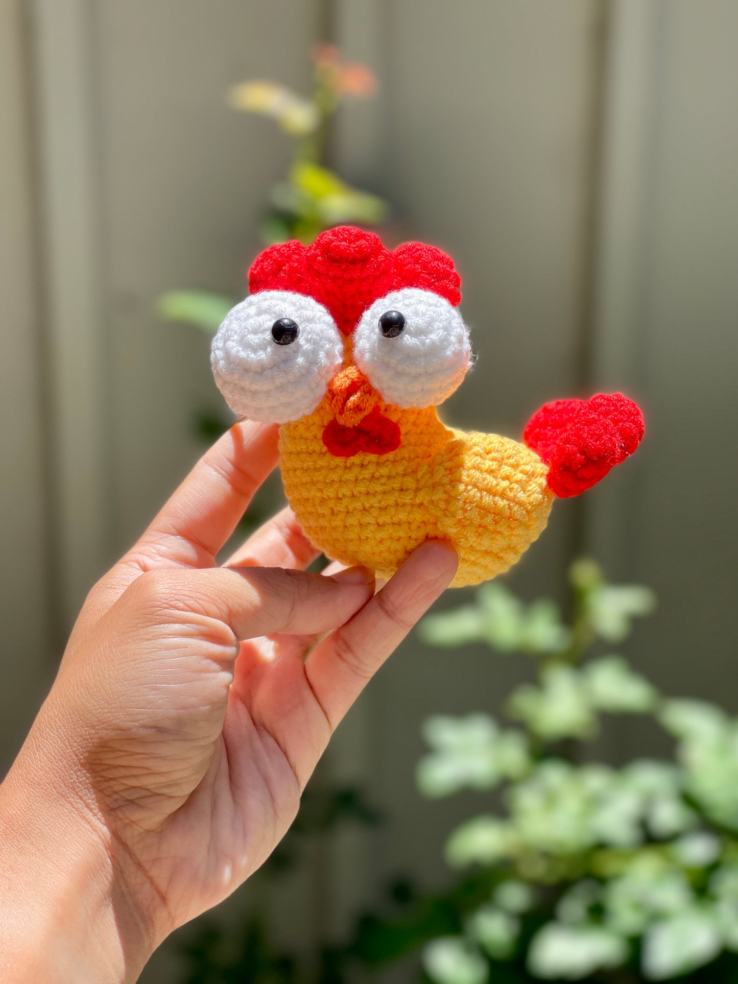 Surprised Chicken Crochet Keychain