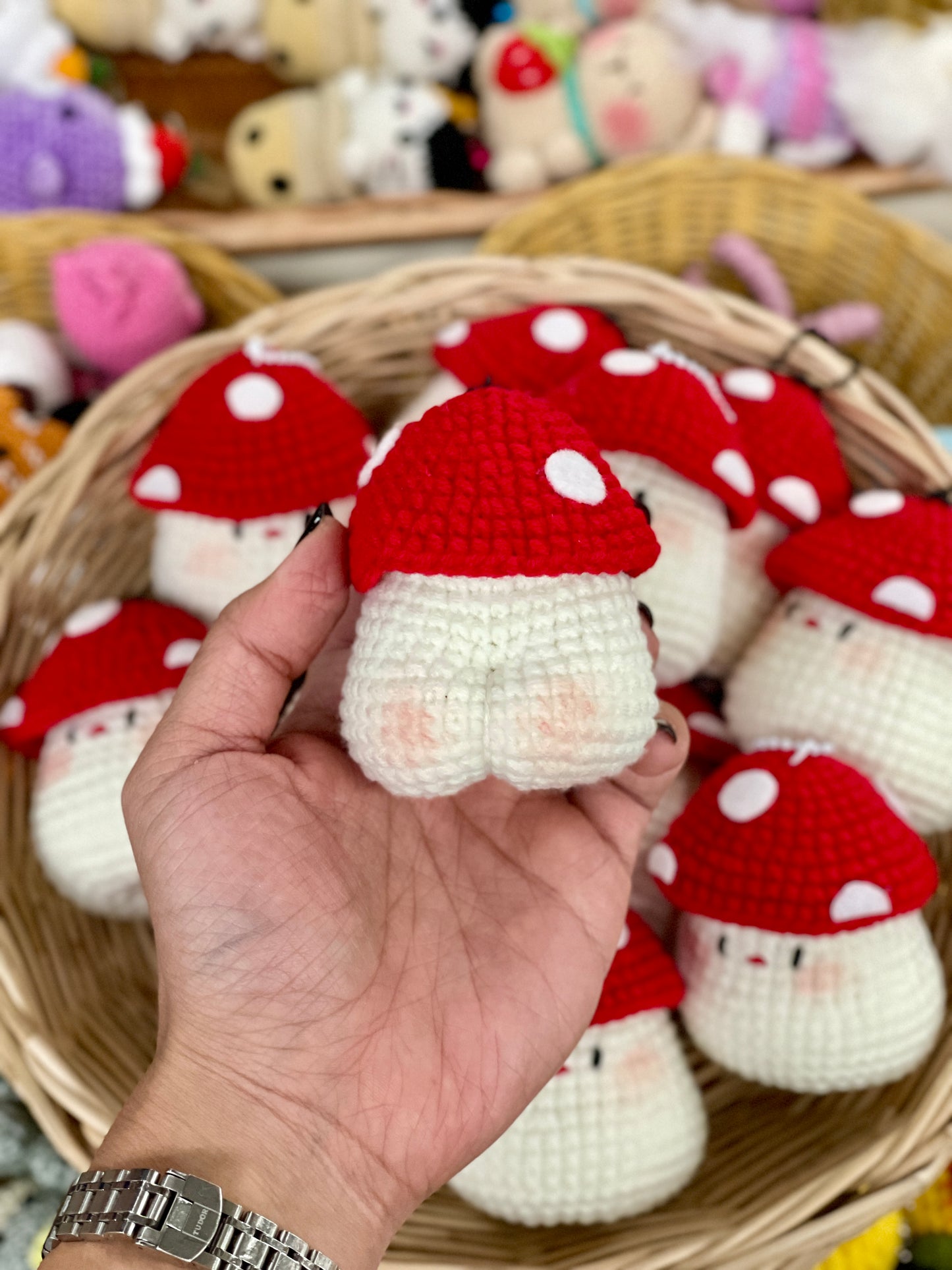 Booty Mushroom Crochet Keychain