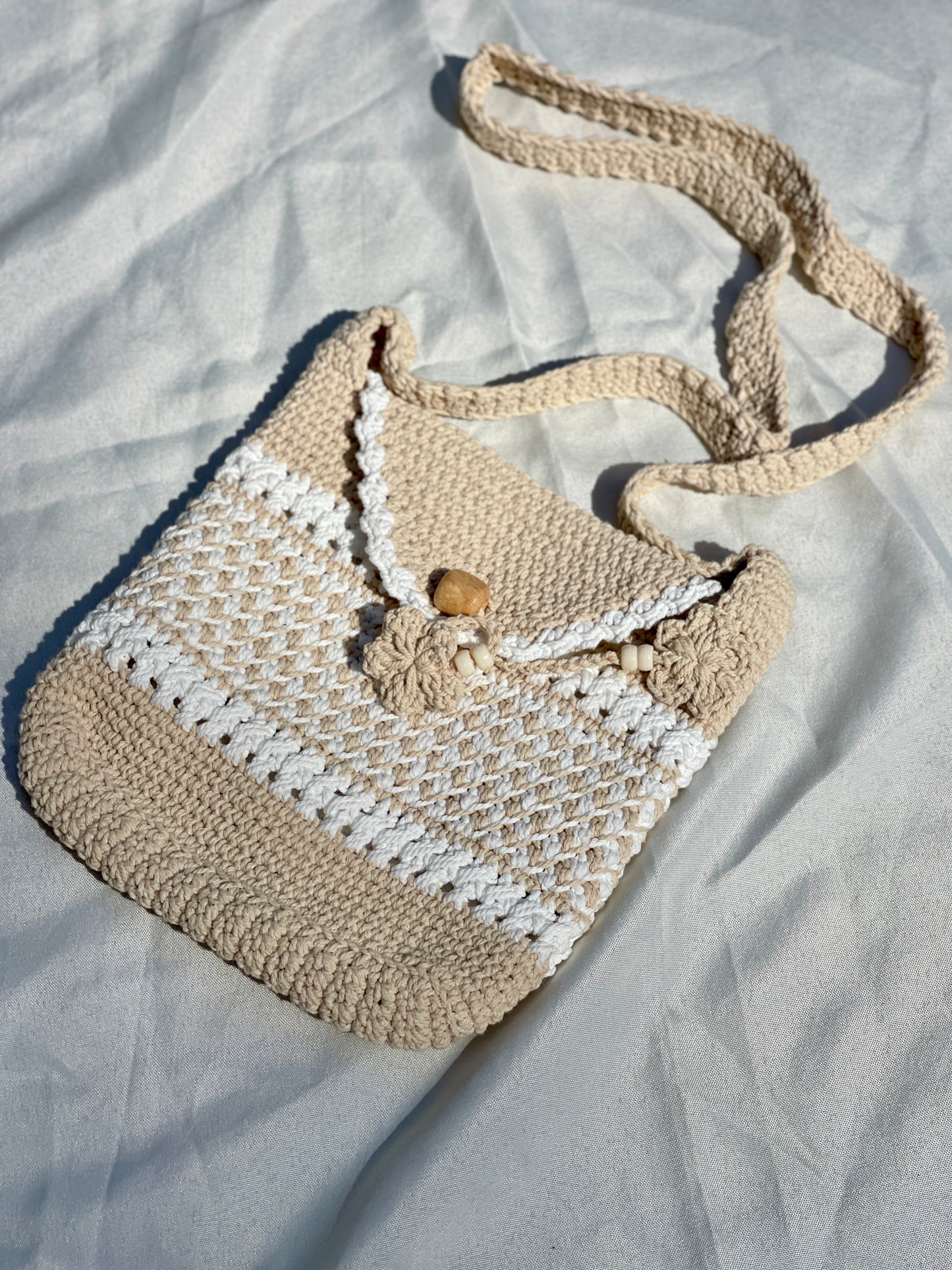 Earth Tone Crochet Crossbody Bag