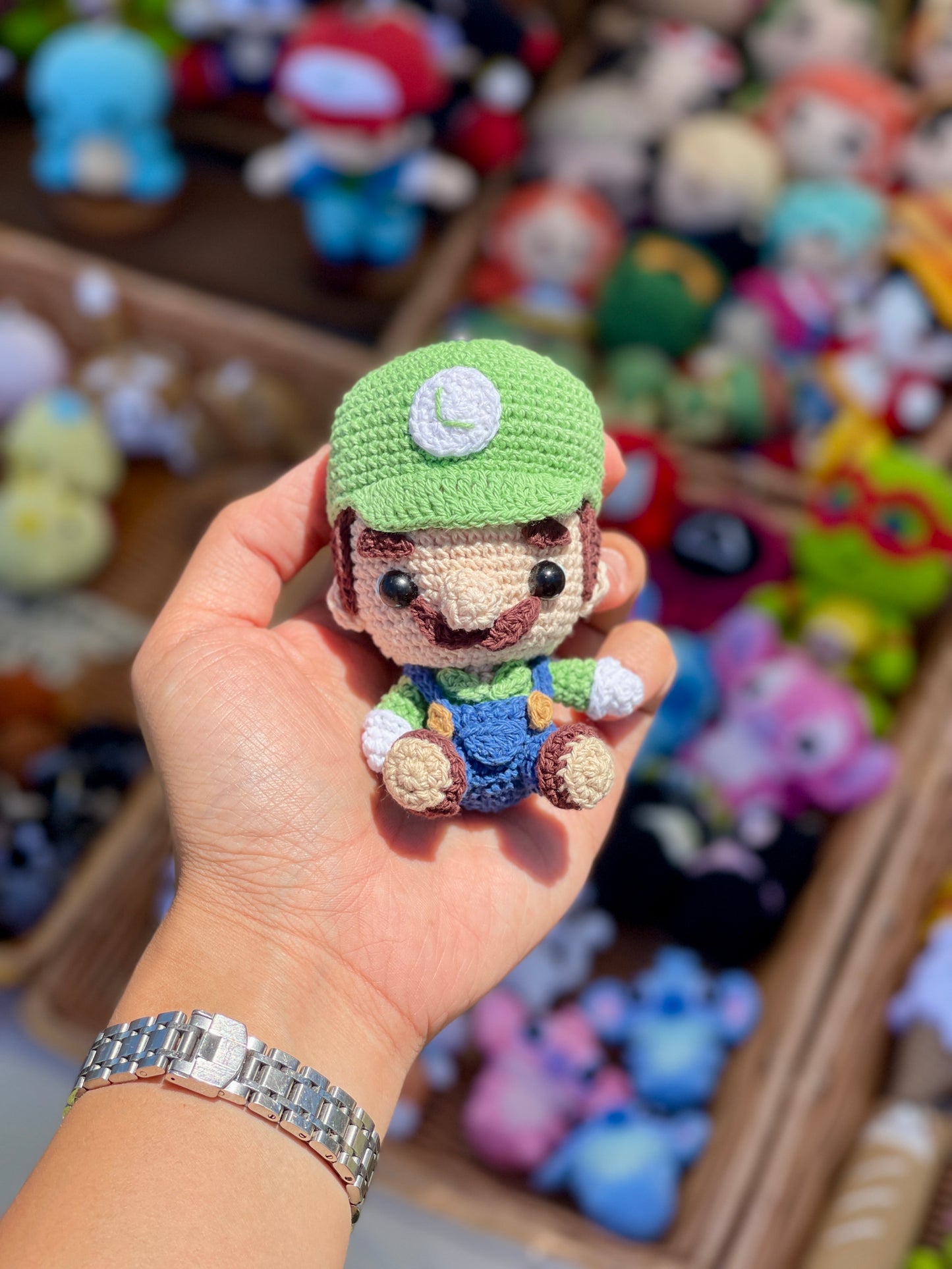 Small Luigi Crochet Keychain