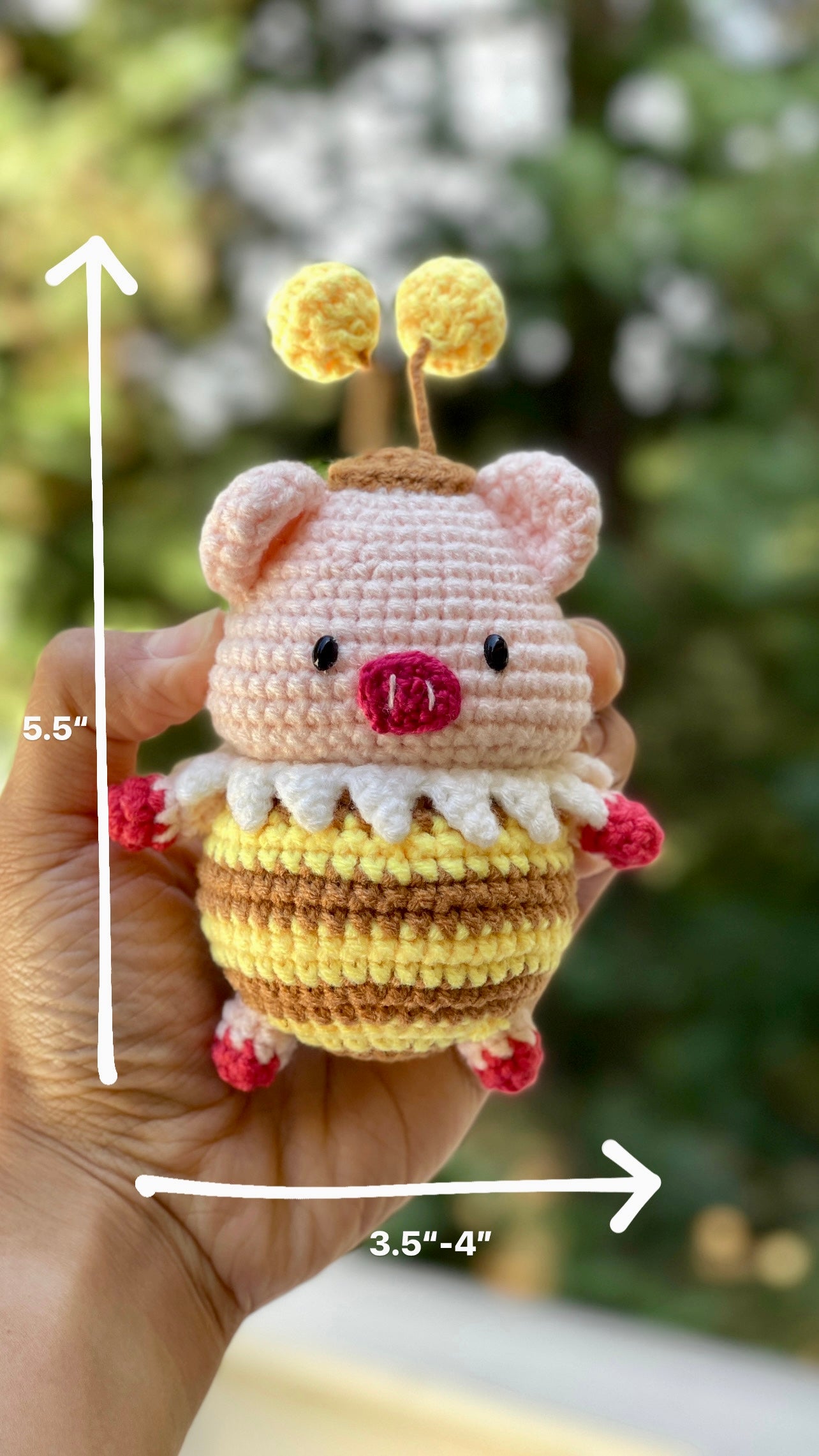 Bee Piggy Crochet Doll Keychain