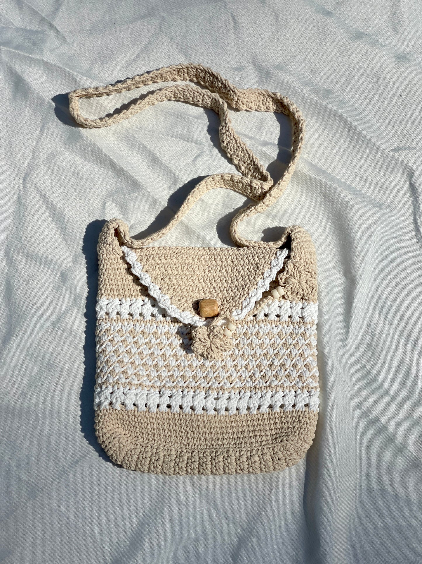 Earth Tone Crochet Crossbody Bag