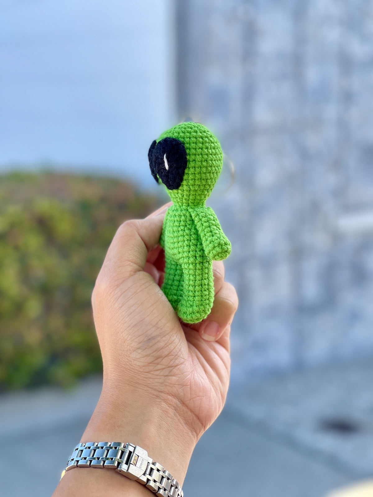 Alien Crochet Keychain