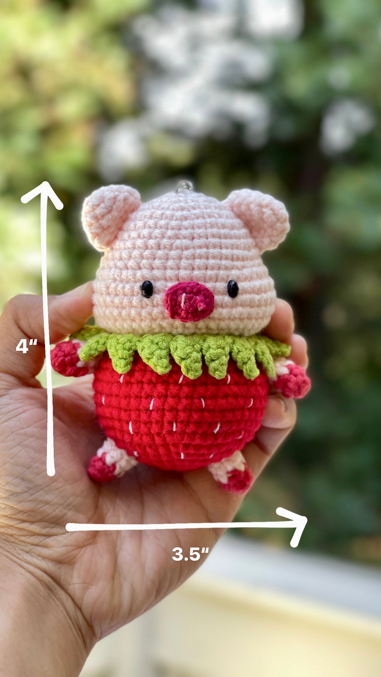 Strawberry Piggy Crochet Doll keychain