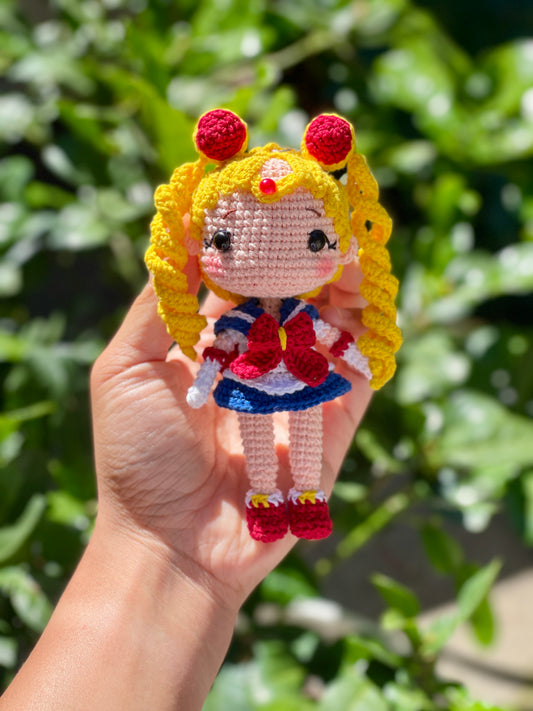 Sailor Moon with Cotton Tread Crochet Keychain