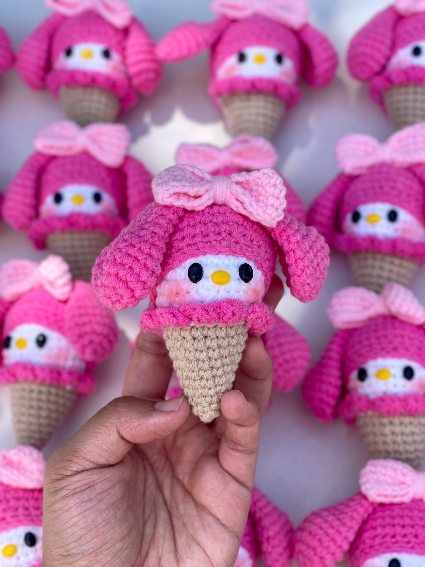 My Melody Ice Cream Cone Crochet Keychain