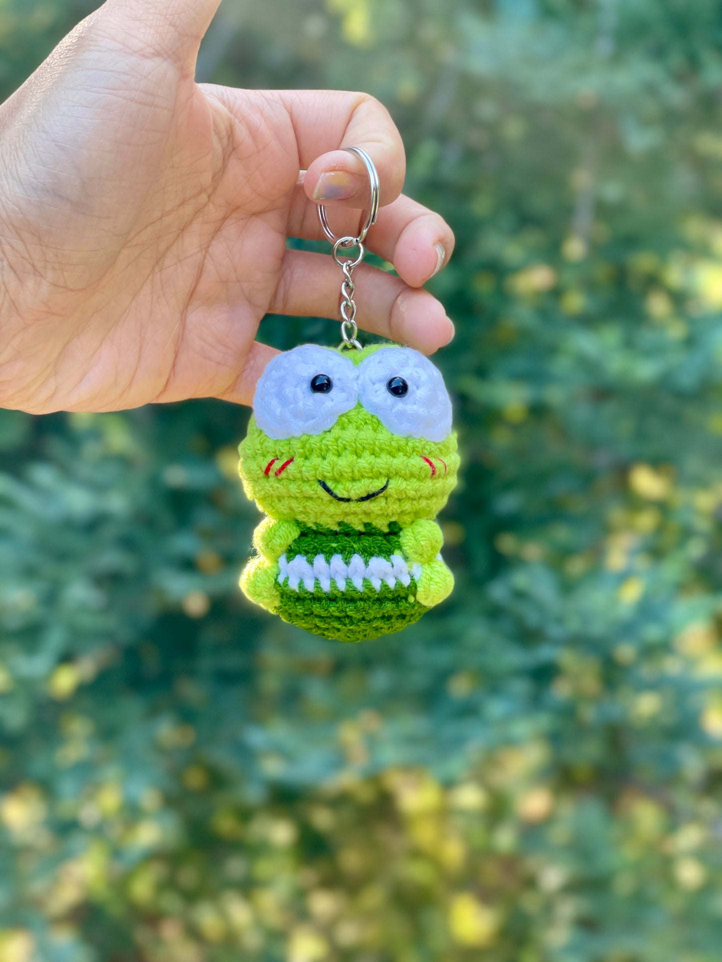 Friendly Keroppi Crochet Doll Keychain