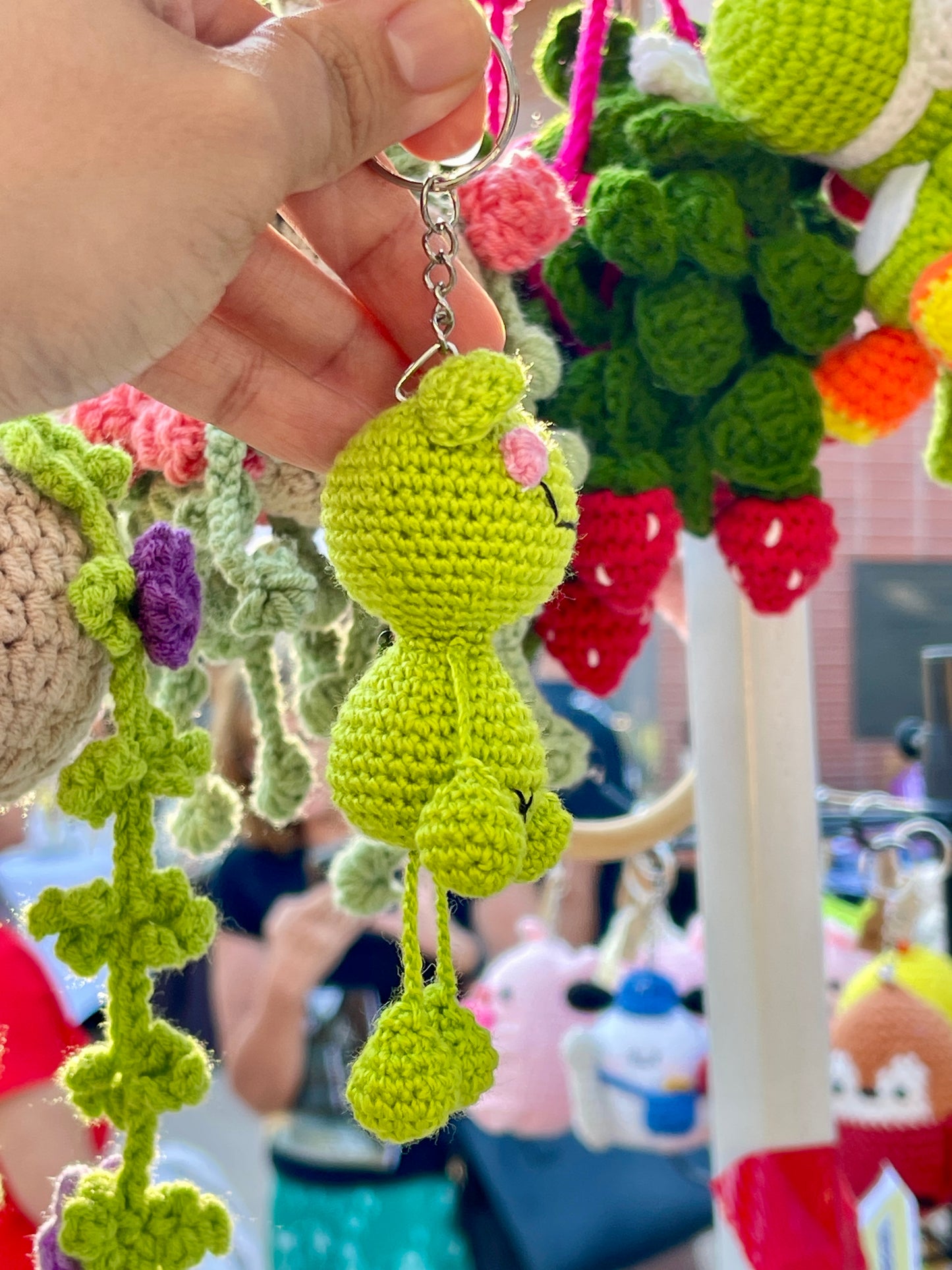 Dancing Frog Crochet Keychain