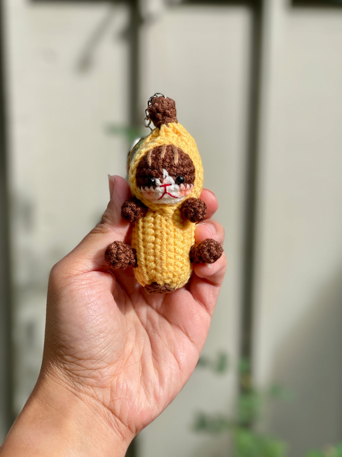 Banana Cat Crochet Keychain