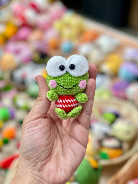 Keroppi Soft Yarn Crochet Keychain