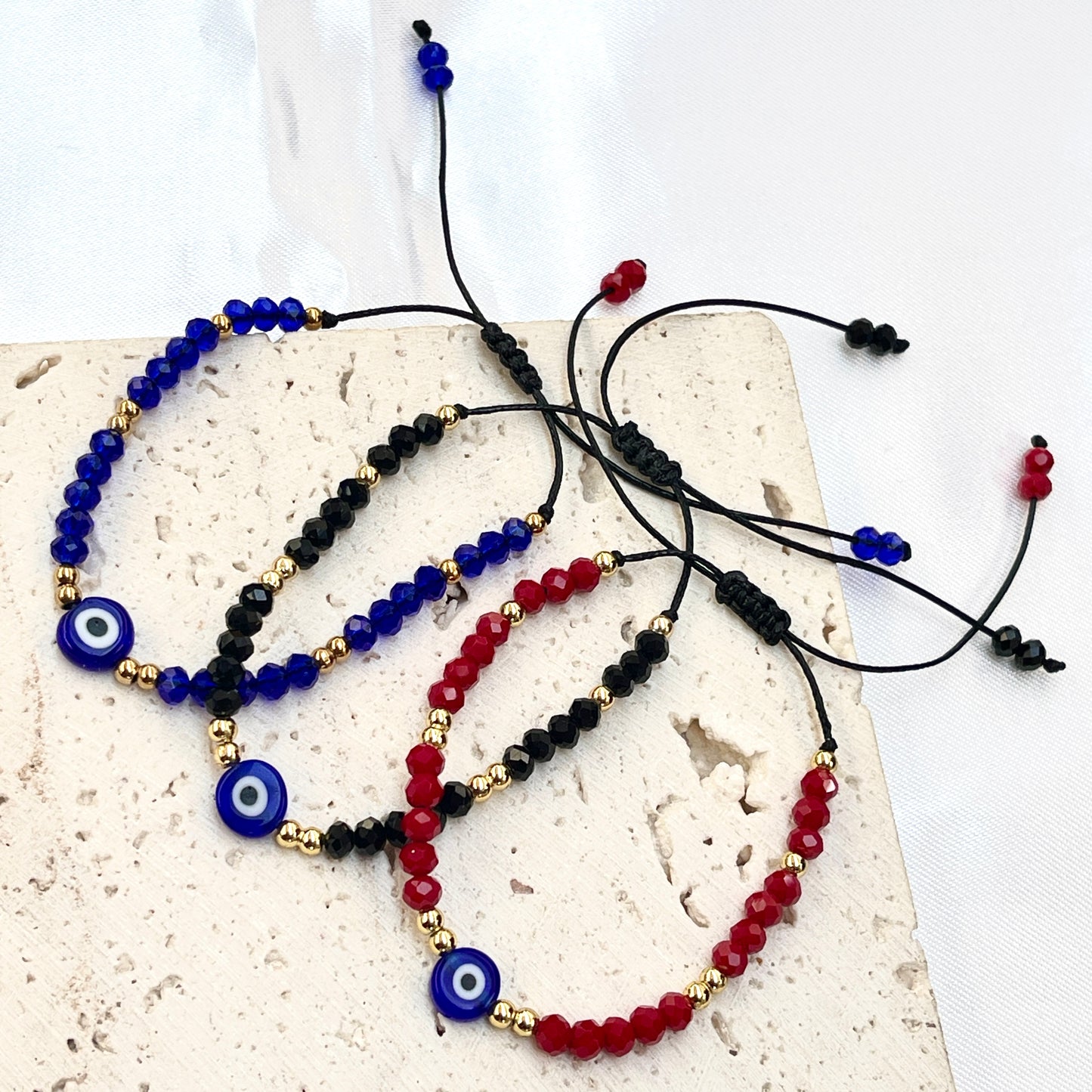 Evil Eye + Crystal Glass Bead Bracelet