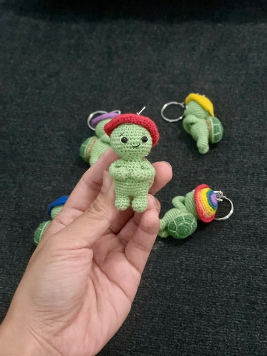 Adorable Adventure Turtle Crochet Keychain