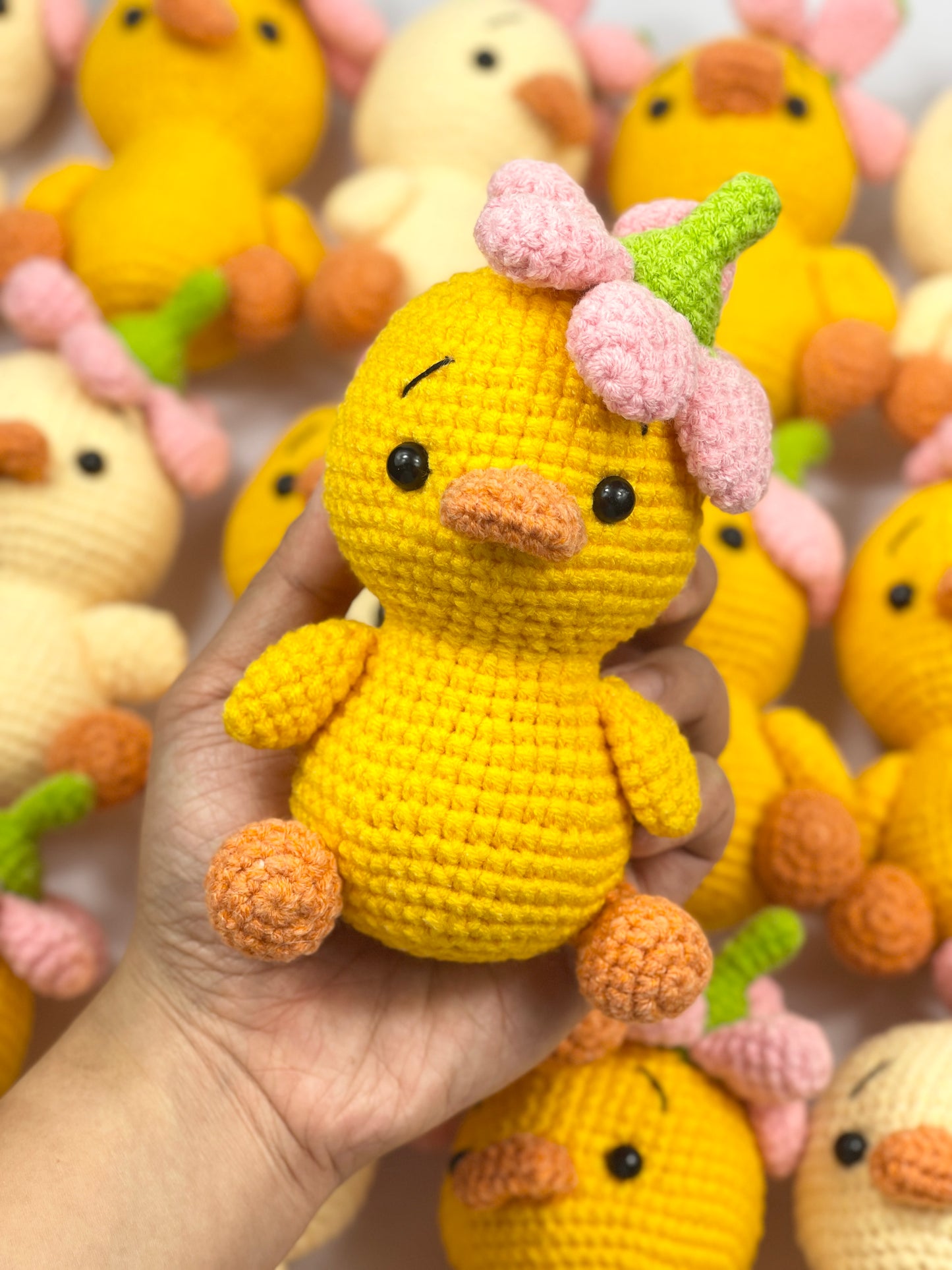 Ducky with Flower Crochet Doll Keychain