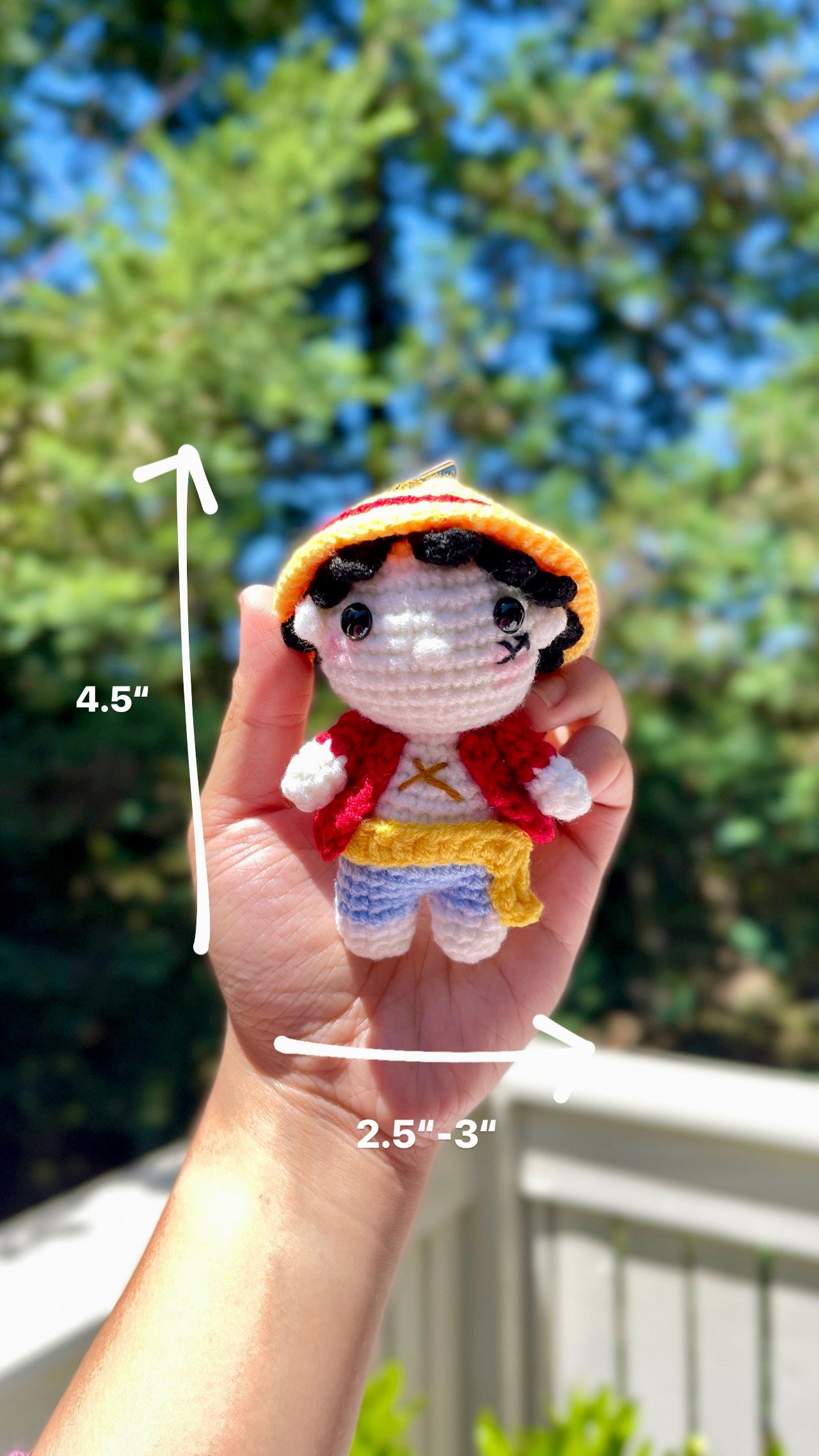 Luffy One Piece Crochet Doll Keychain