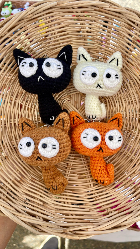 Spooky Cat Crocheted Keychain