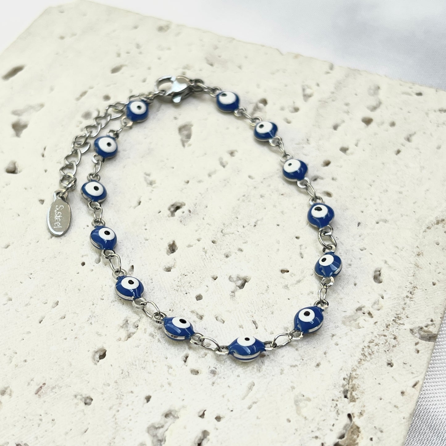 Evil Eye 4 mm Silver Chain Bracelet