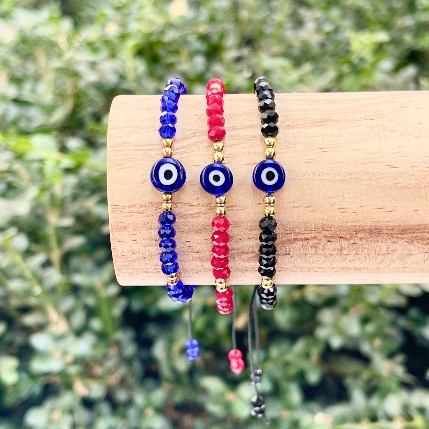 Evil Eye + Crystal Glass Bead Bracelet