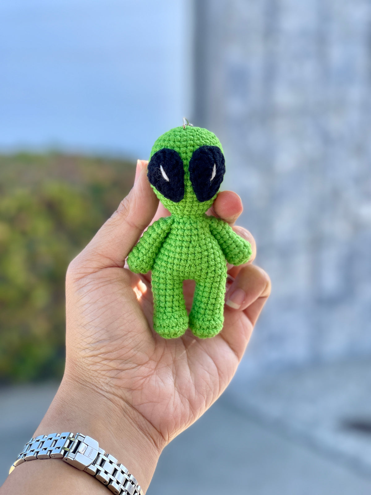 Alien Crochet Keychain