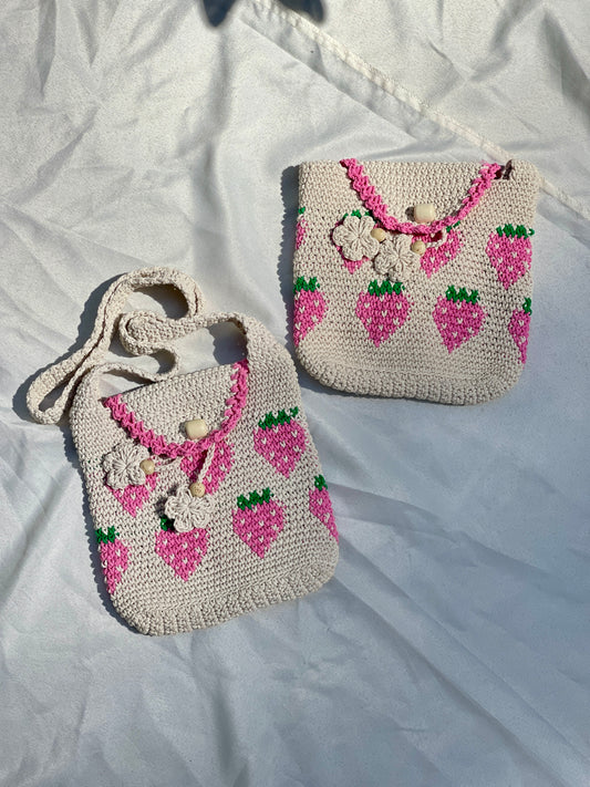 Strawberry Crochet Crossbody Bag