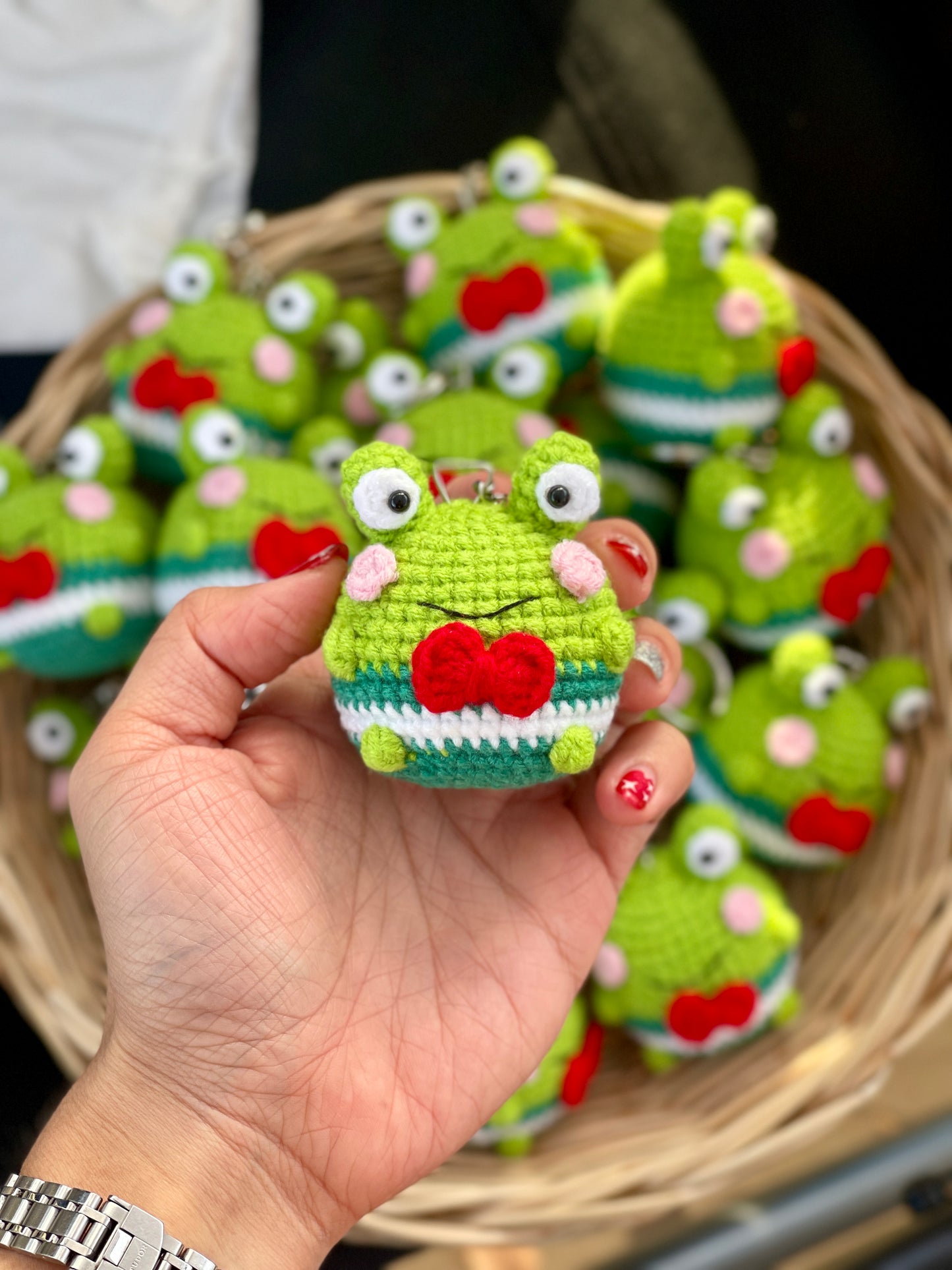 Mini Keroppi Crochet Keychain