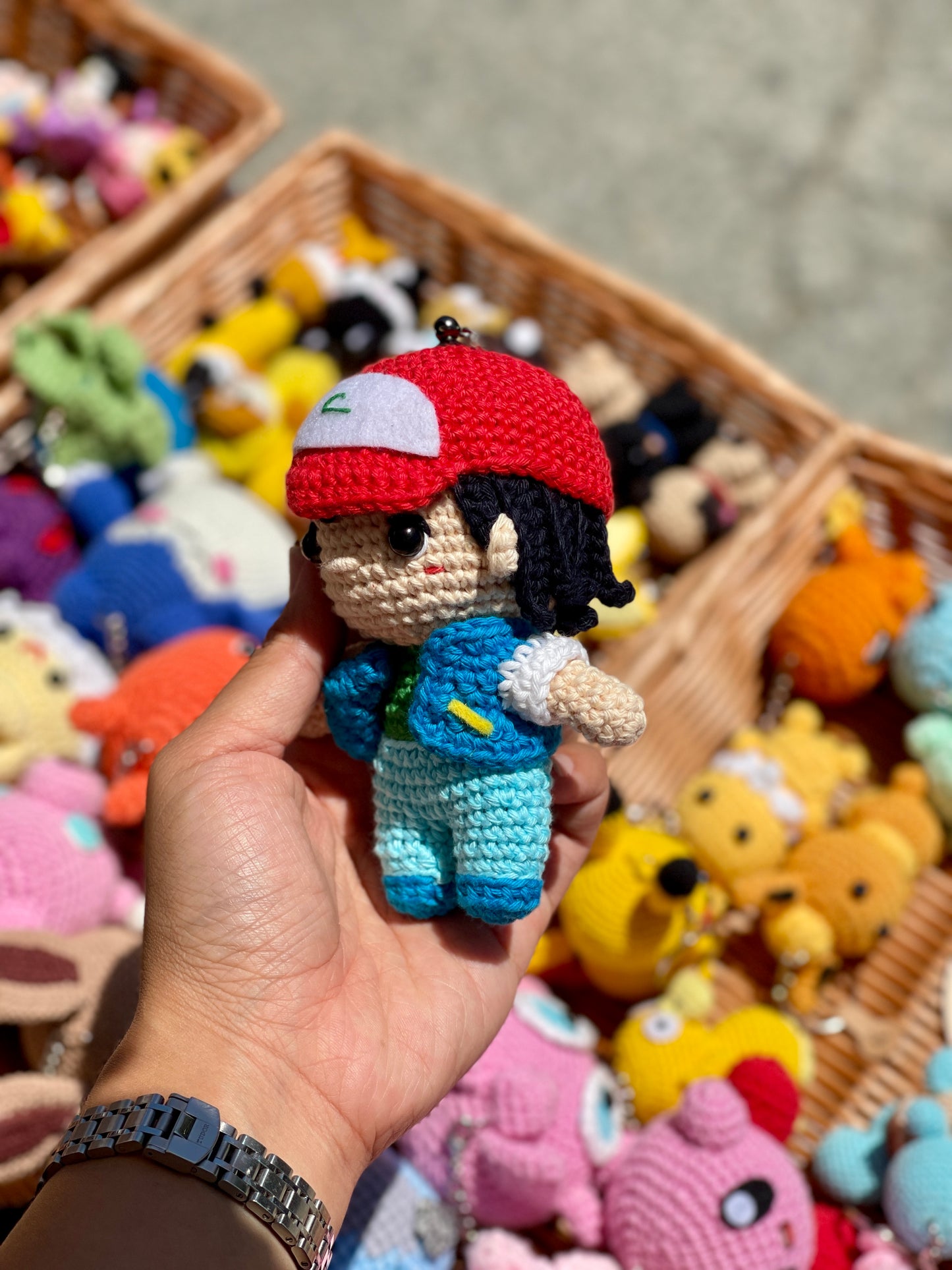 Ash Pokemon Crochet Keychain