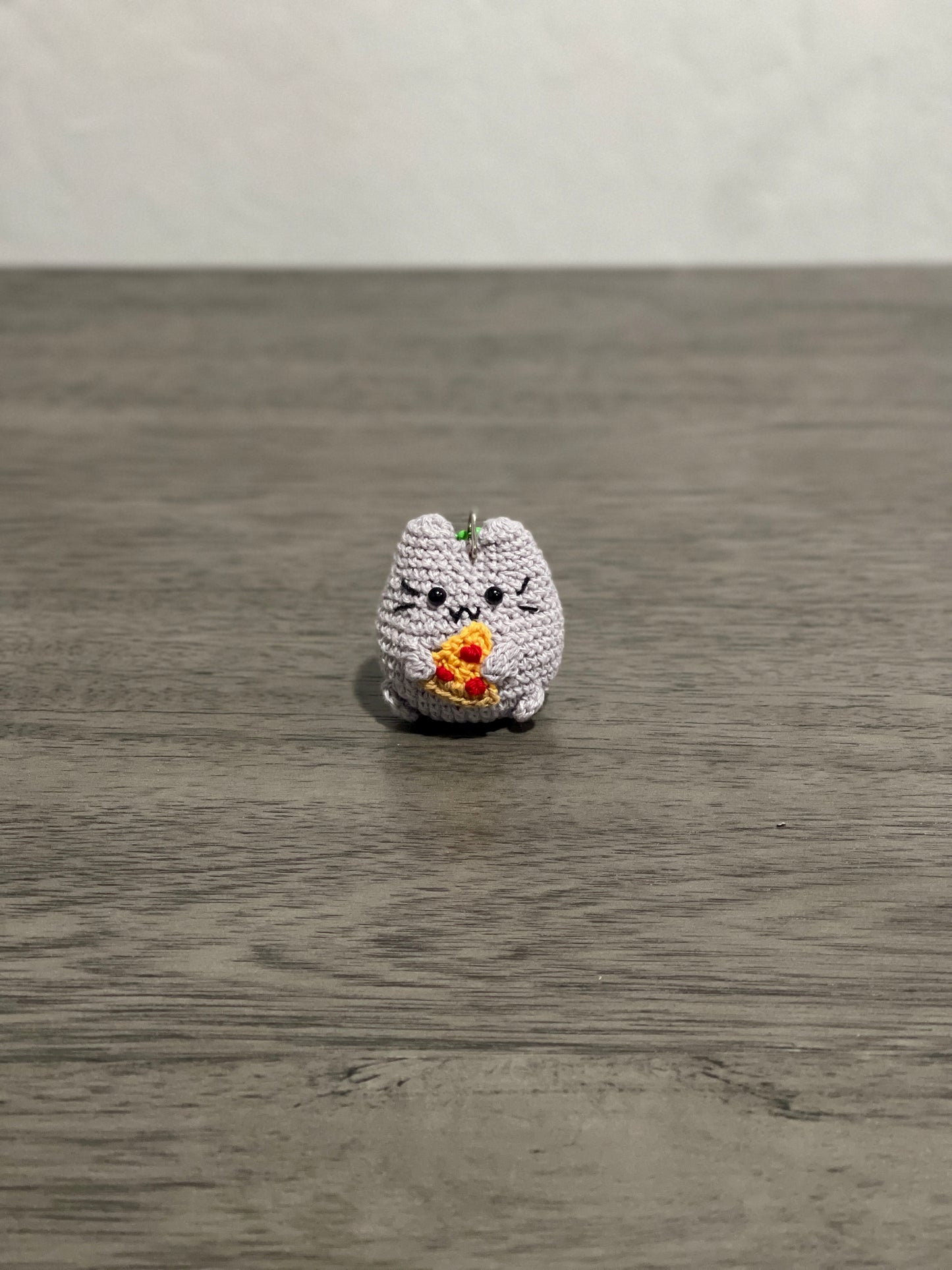 Pizza Cat Crochet Keychain
