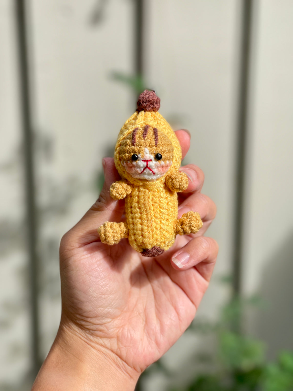 Banana Cat Crochet Keychain