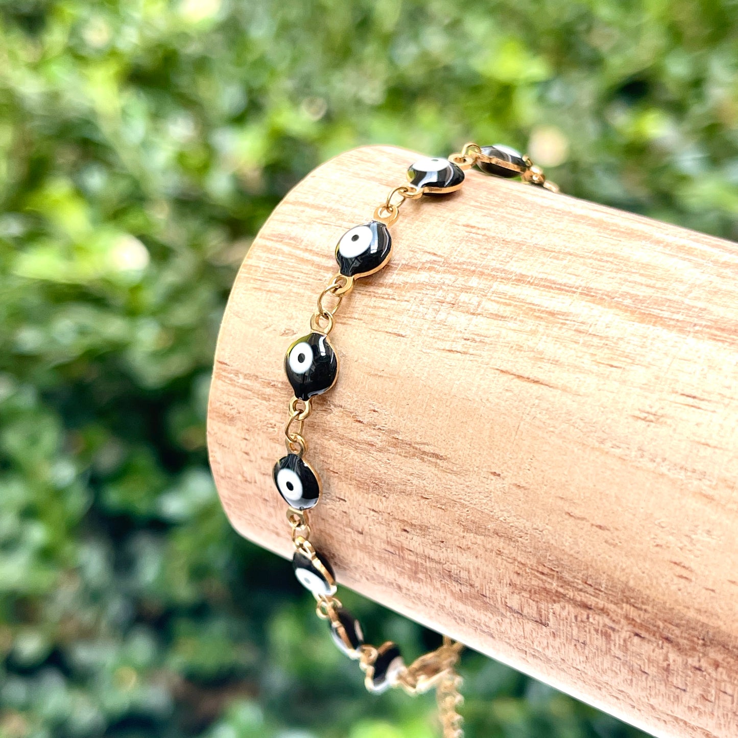 Evil Eye 6 mm Gold Chain Bracelet