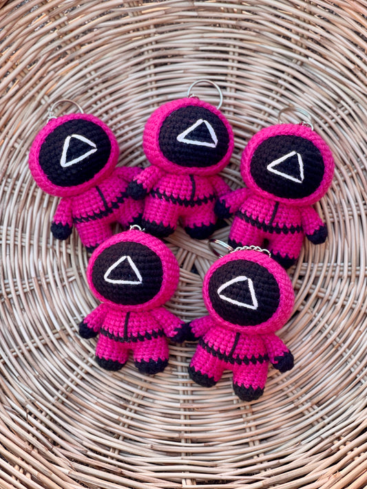 Squid Game Worker Crochet Keychain