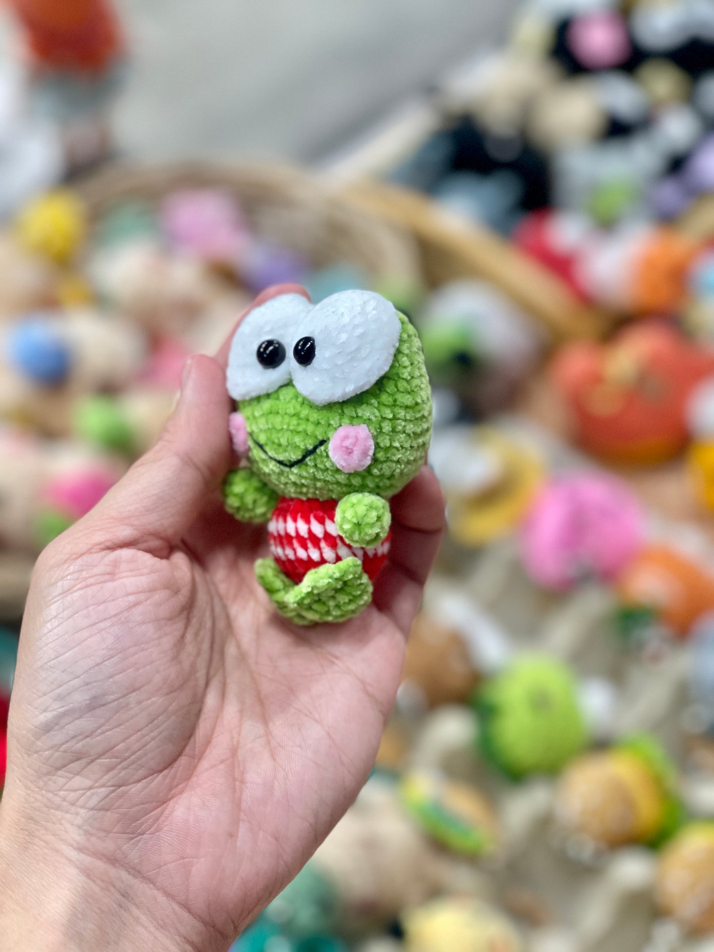 Keroppi Soft Yarn Crochet Keychain