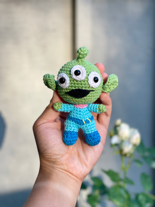 3-Eyed Alien Crochet Keychain