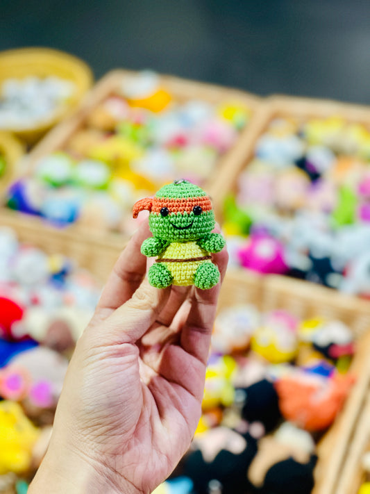 Small Ninja Turtle Crochet Keychain