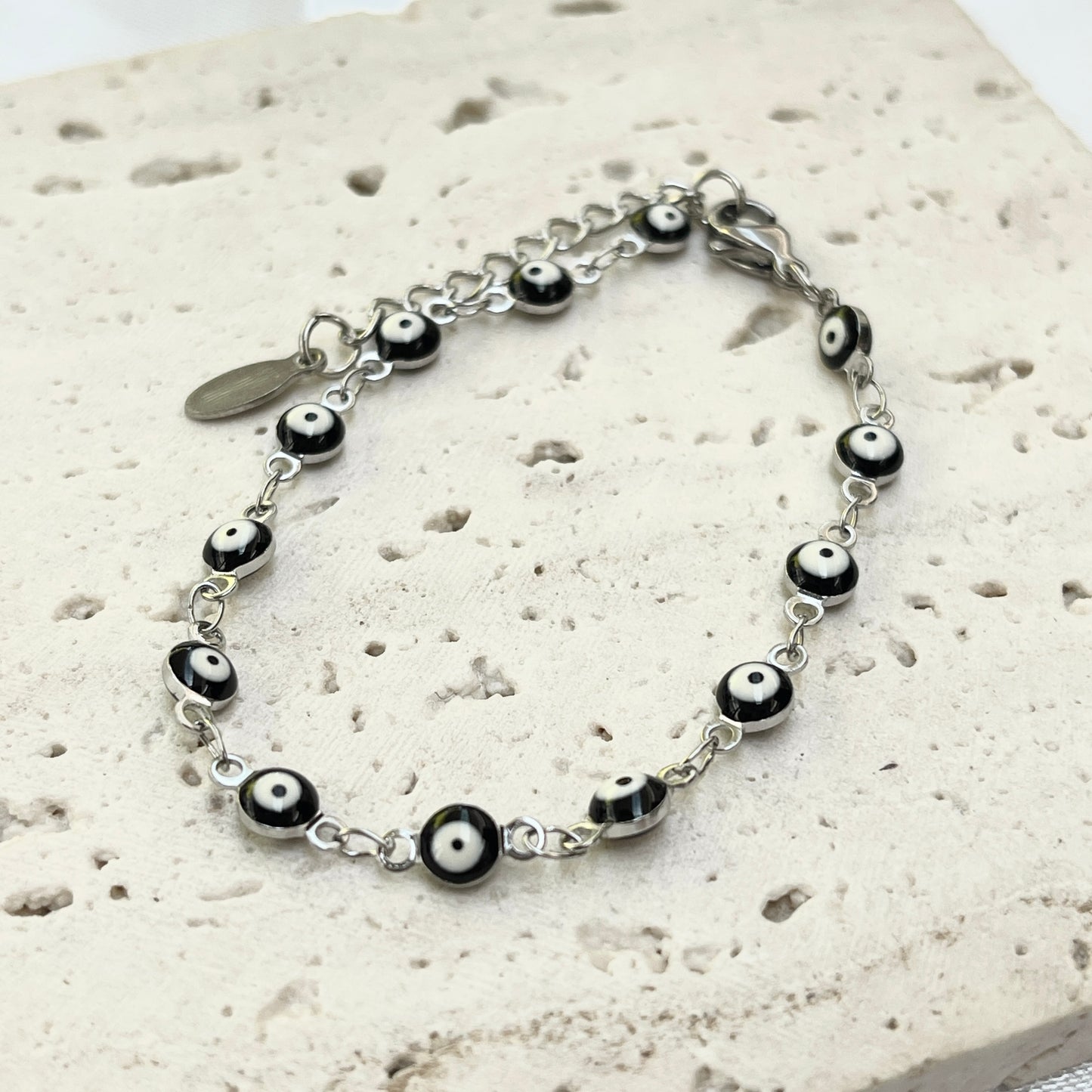 Evil Eye 4 mm Silver Chain Bracelet