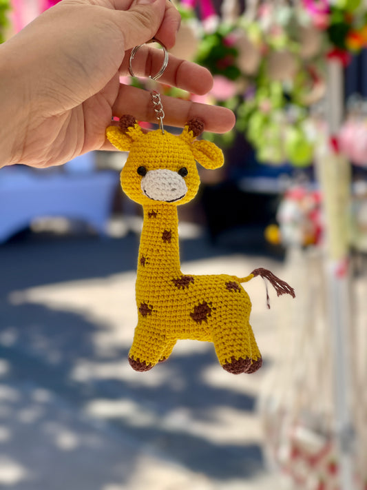 Cheerful Baby Giraffe Crochet Keychain