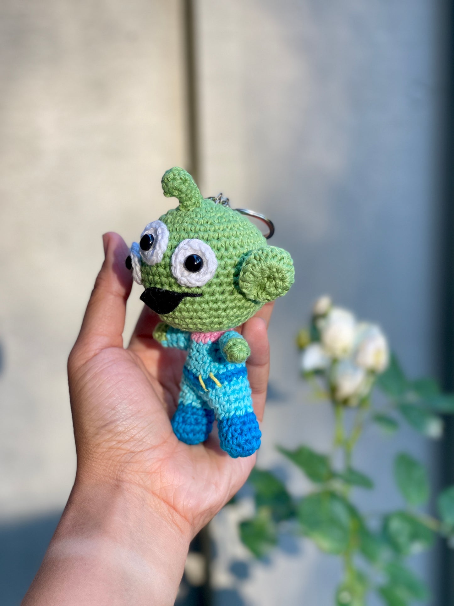 3-Eyed Alien Crochet Keychain