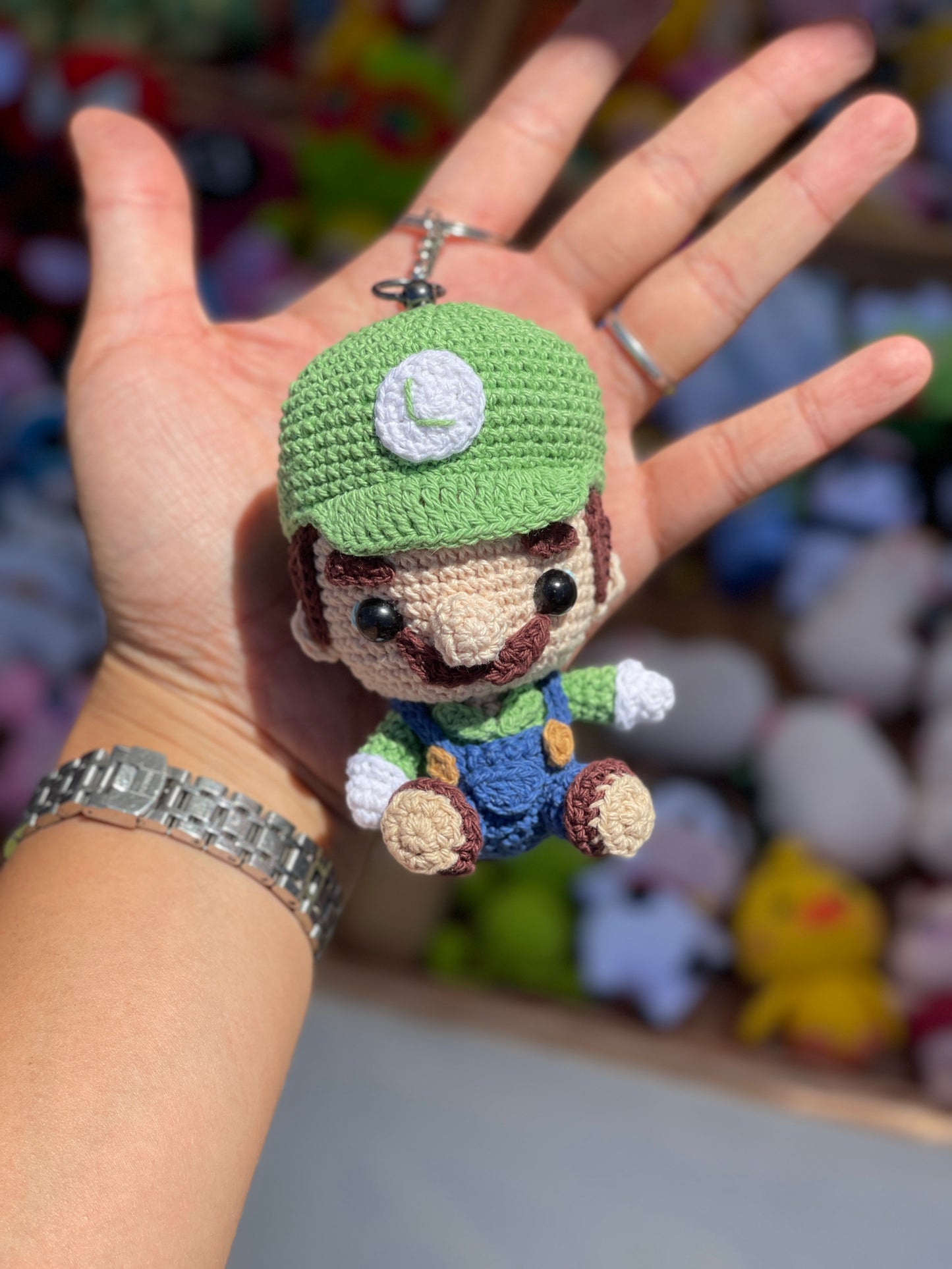 Small Luigi Crochet Keychain