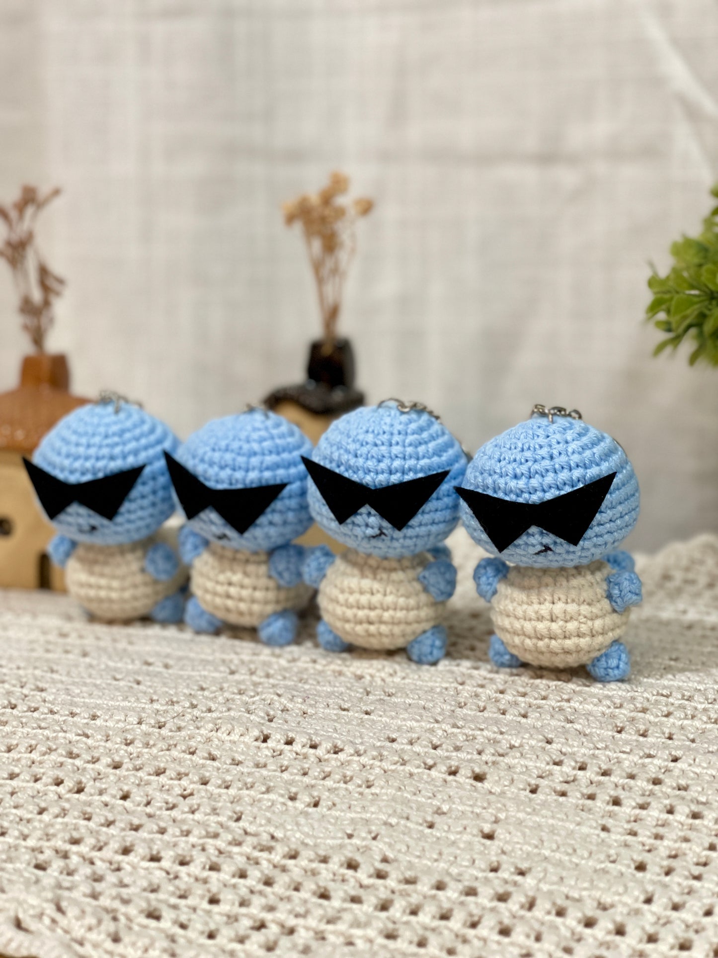 Squirtle with Sunglasses Crochet Keychain