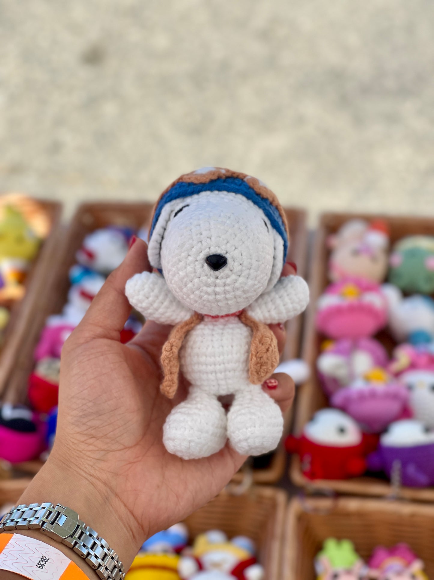 Snoopy Pilot Crochet Keychain