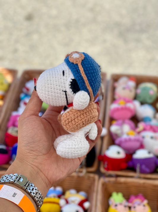 Snoopy Pilot Crochet Keychain