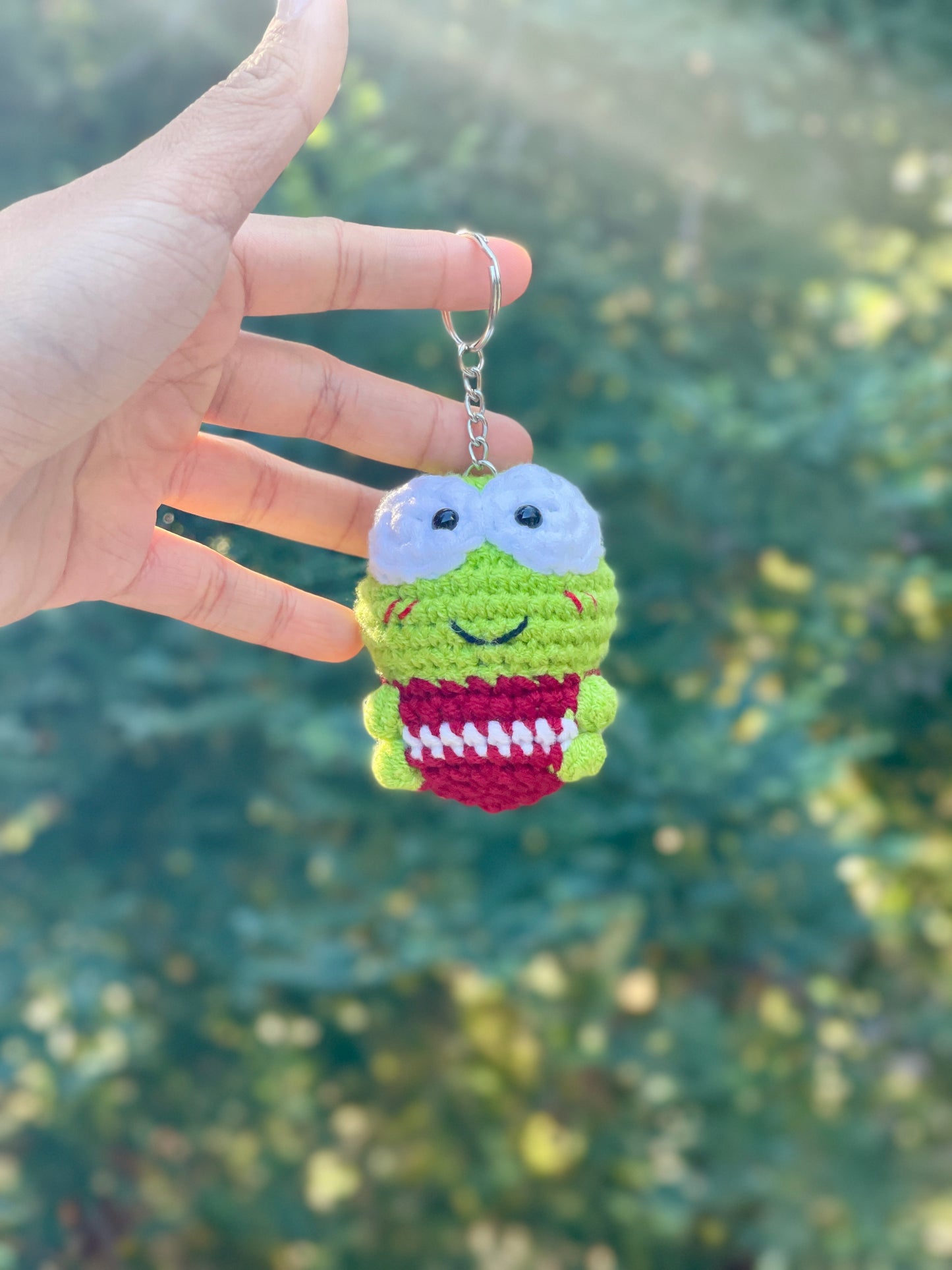 Friendly Keroppi Crochet Doll Keychain