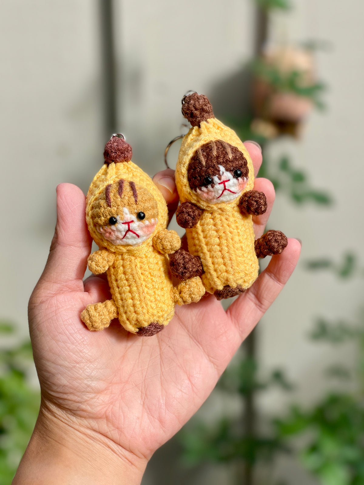 Banana Cat Crochet Keychain