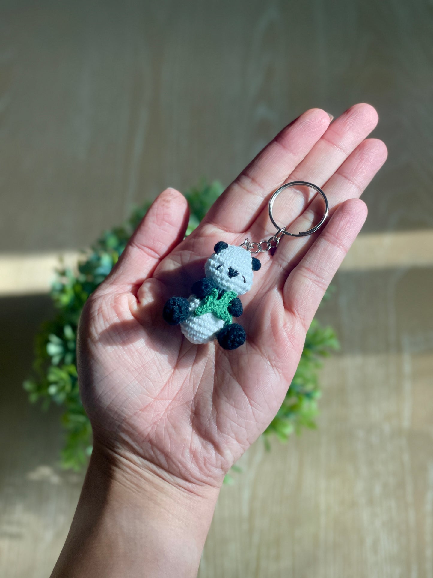 Tiny Panda Crochet Keychain