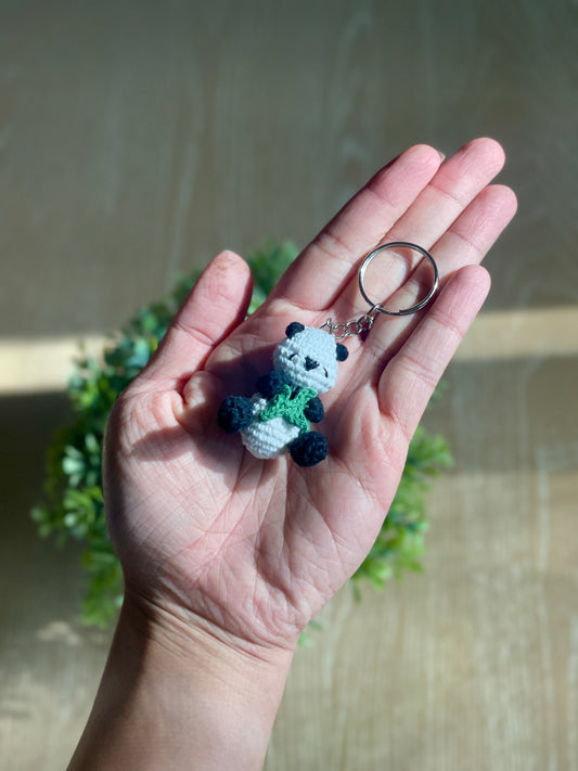 Tiny Panda Crochet Keychain