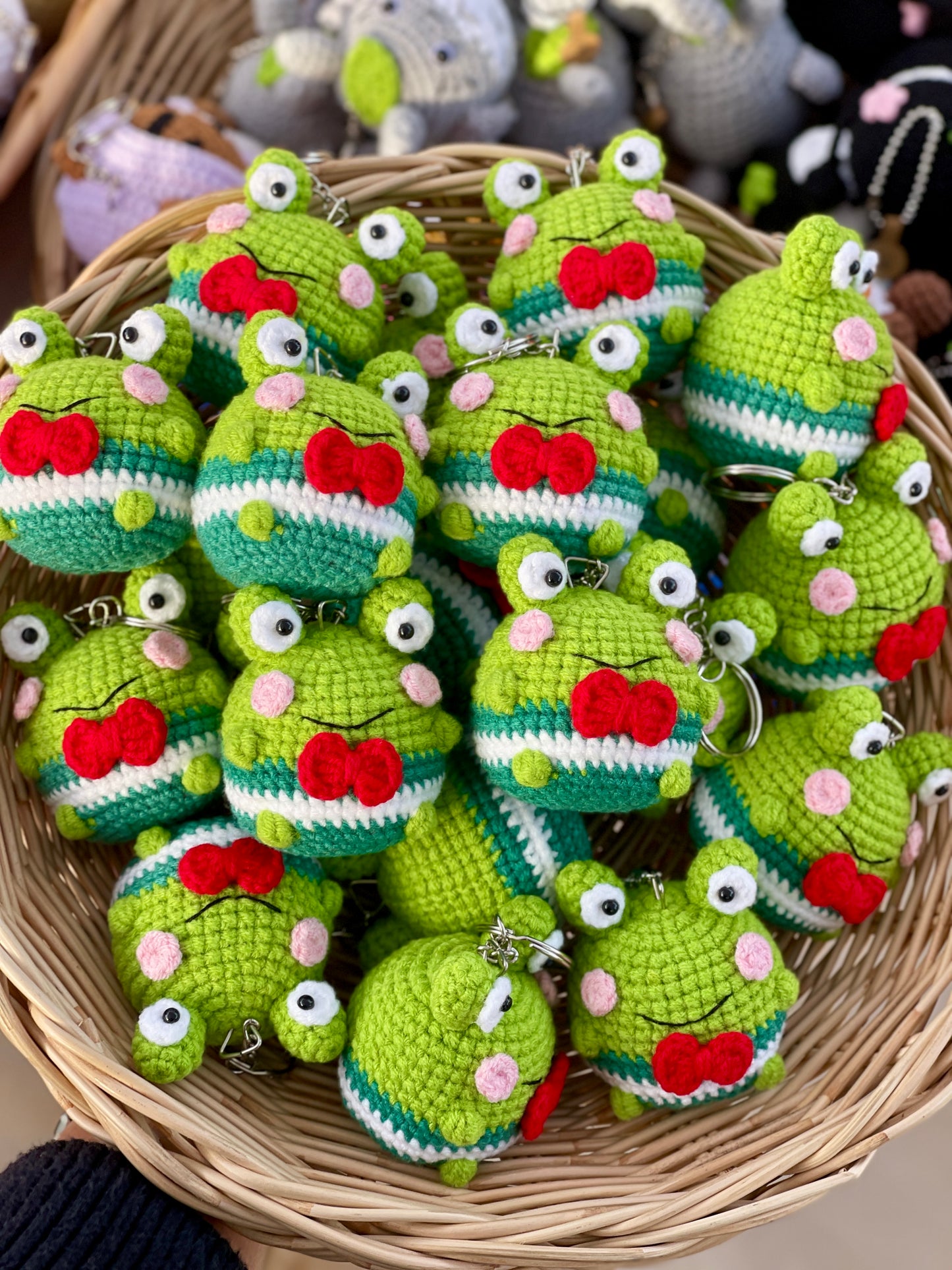 Mini Keroppi Crochet Keychain