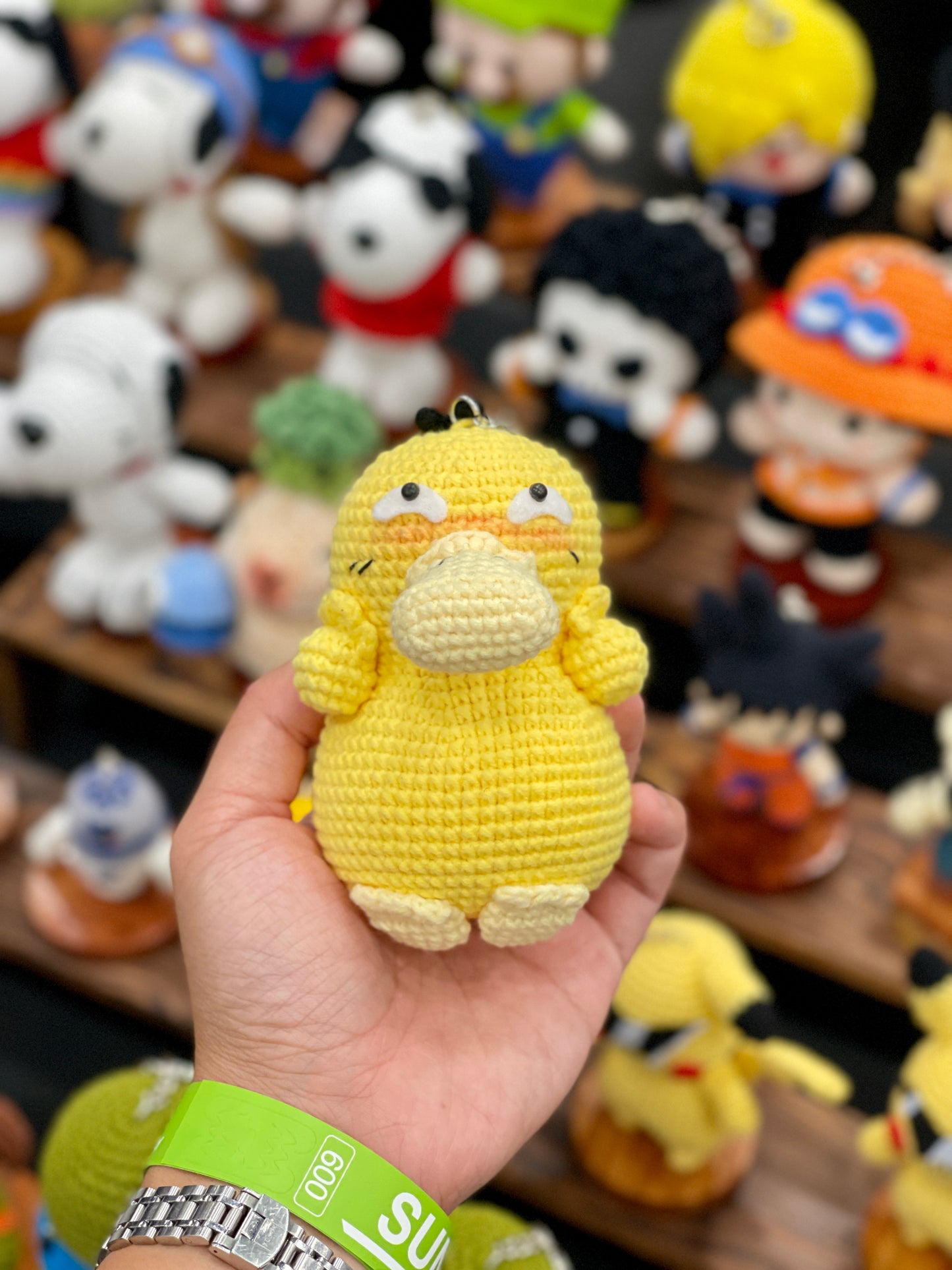 Shy Psyduck Crochet Keychain