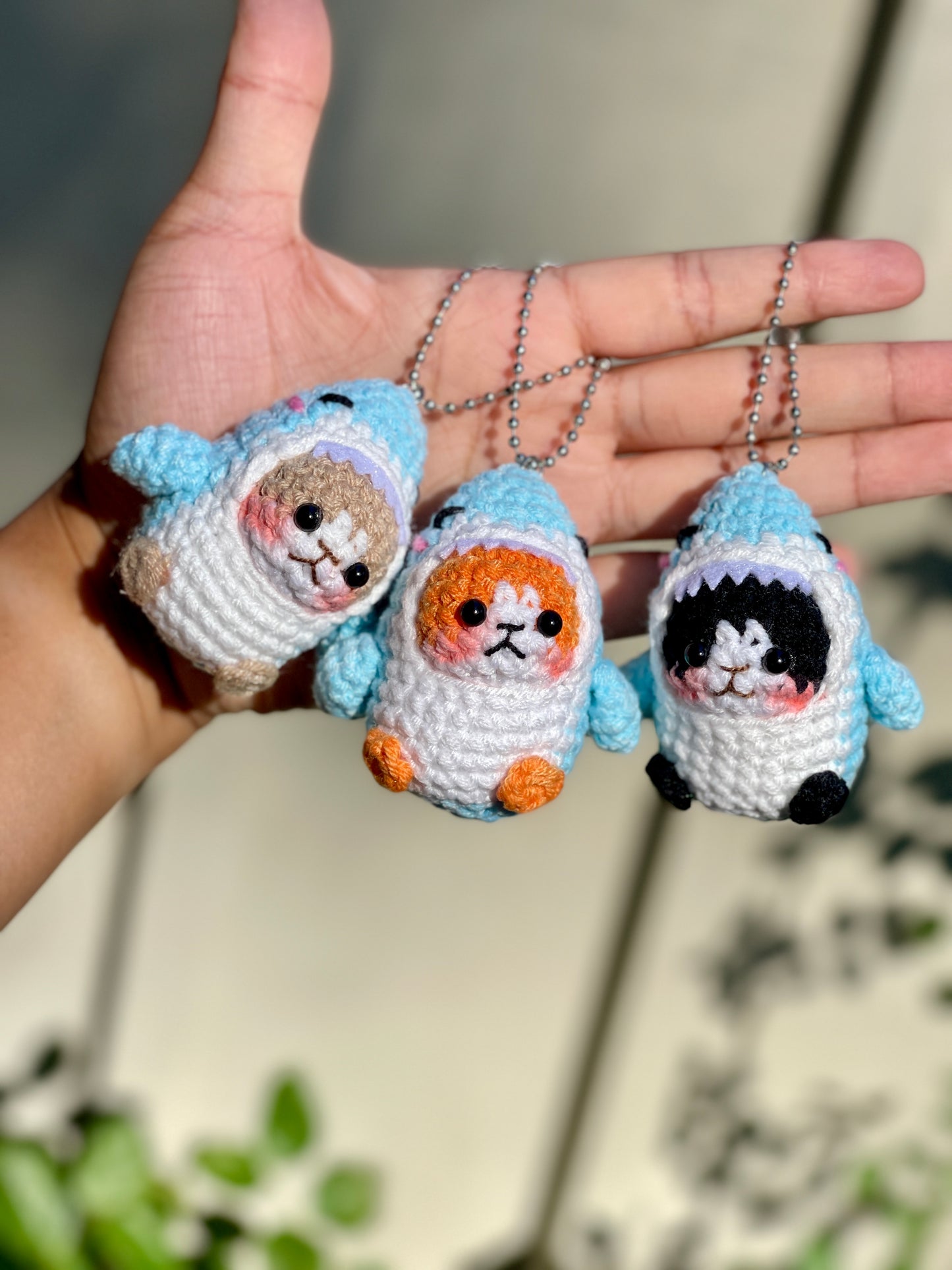 Cat Shark Crochet Keychain