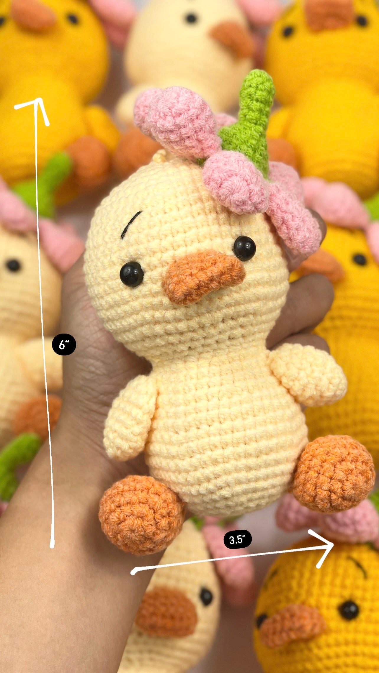 Ducky with Flower Crochet Doll Keychain